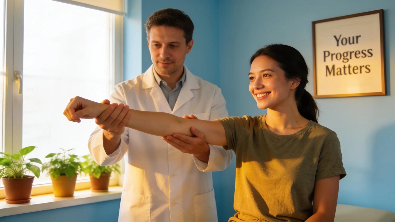 Patient and therapist engaged in a successful rehabilitation session, highlighting effectiveness of Active Therapy Clinic's wellness programs
