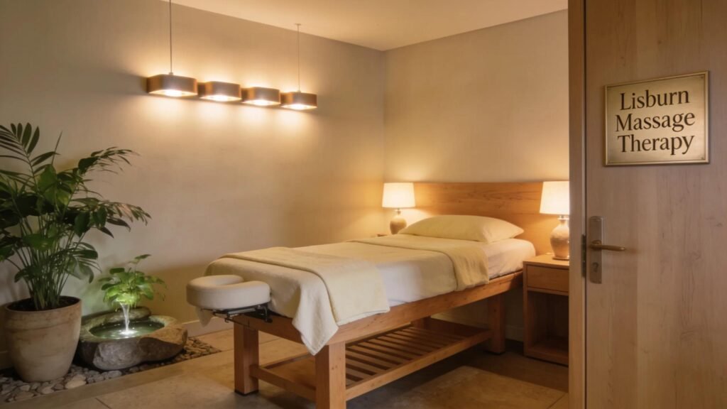 Relaxing massage therapy room at Active Therapy Clinic in Lisburn.