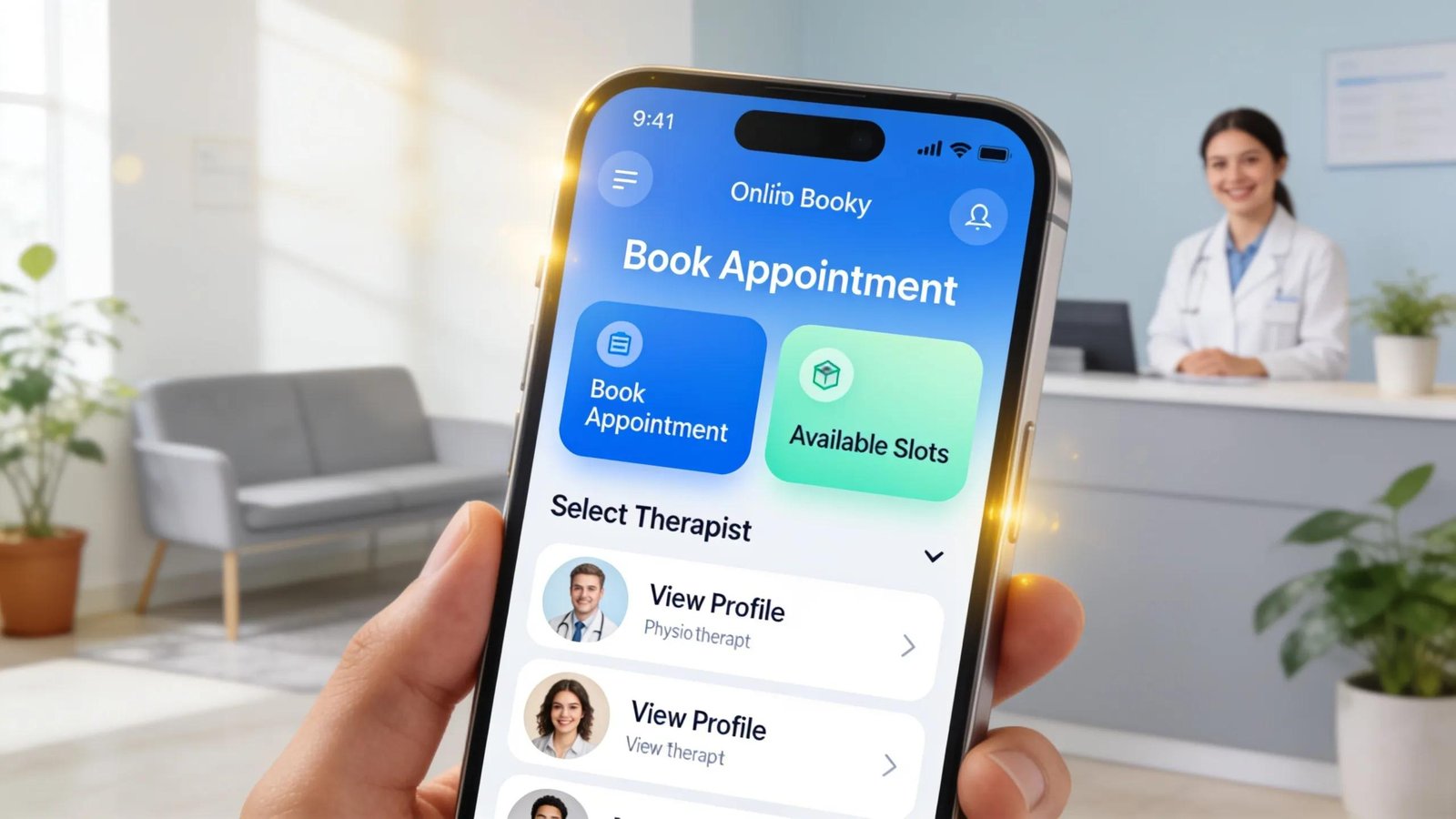 Smartphone showing an easy-to-use online booking system for scheduling physiotherapy appointments